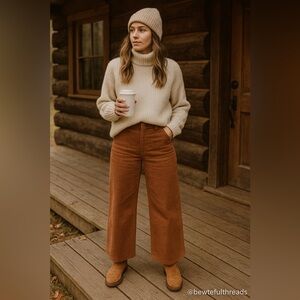 SISSTR Evolution Brown Rib Cage Wide-Leg Corduroy Pants W24